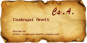 Csaknyai Anett névjegykártya